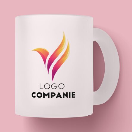 Cană sticlă mată personalizată cu logo pe ambele părți