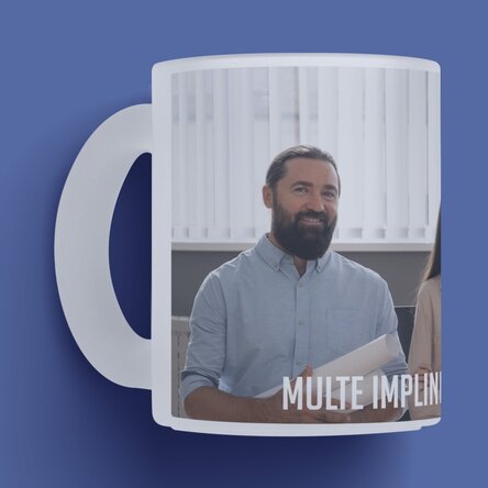 Cană sticlă mată personalizată cu o poză landscape și text