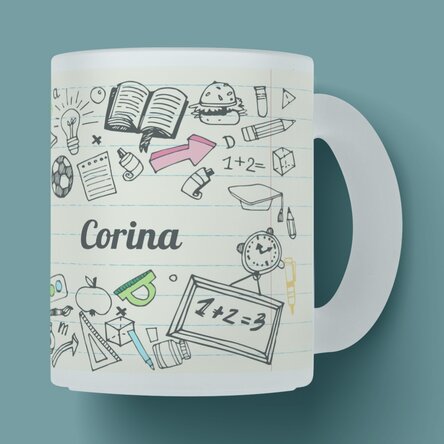 Cană sticlă mată personalizată cu text - Teachers