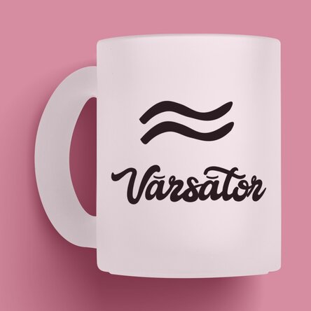 Cană sticlă mată zodiac personalizată cu poză și text - Vărsător