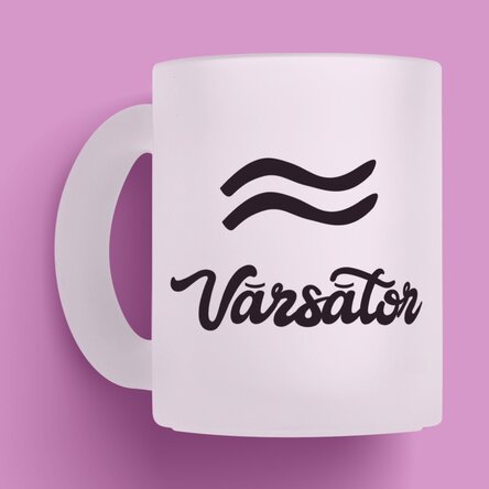 Cană sticlă mată zodiac personalizată cu text - Vărsător