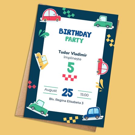 Card personalizat cu mesaj - Invitatie de zi de naștere
