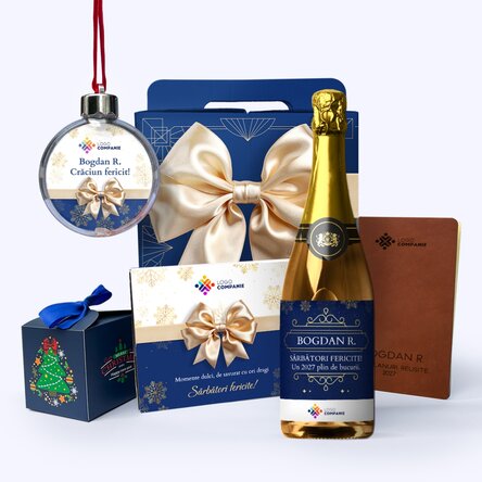 Cutie cadou - Premium cu produse de Crăciun personalizate cu logo-ul tău și mesaj