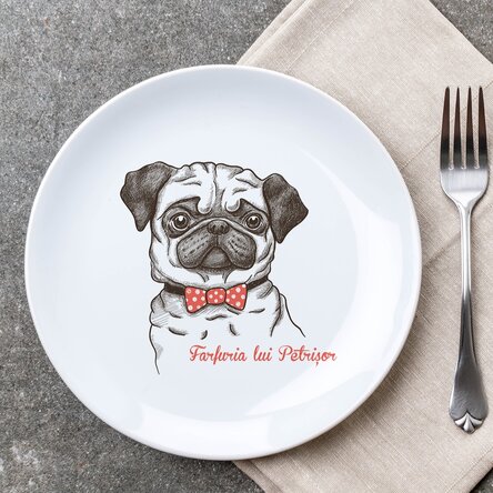 Farfurie personalizată cu text - Pug life