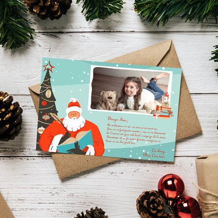 Felicitare magnetică personalizată cu o poză și mesaj - Scrisoare de la Moș Crăciun