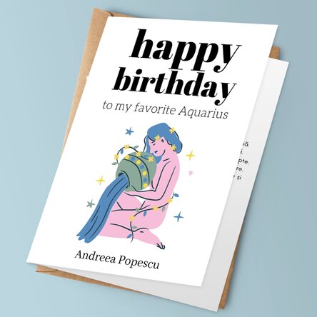 Felicitare personalizată cu text - Zodia Vărsător