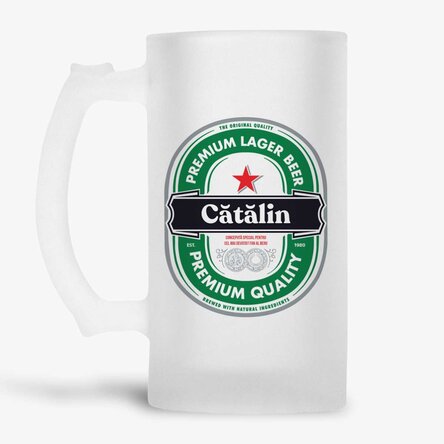 Halbă de bere personalizată cu mesaj - Cel mai devotat fan al berii