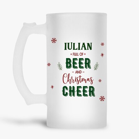 Halbă de bere personalizată cu nume - Christmas cheer