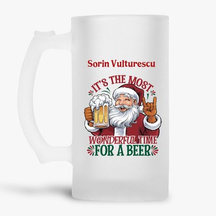 Halbă de bere personalizată cu text - Wonderful time