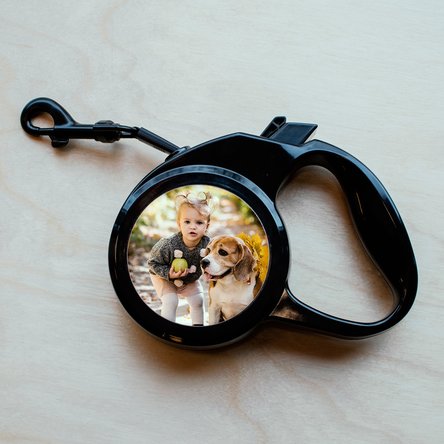 Lesă de câini personalizată cu o poză și text