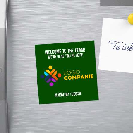 Magnet 10x10 personalizat cu logo și text - Welcome