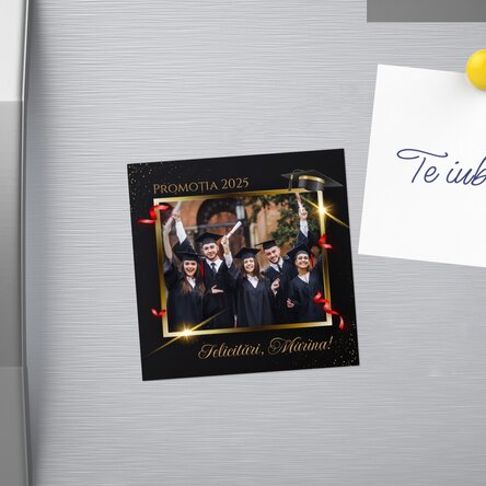 Magnet 10x10 personalizat cu poză și text - Absolvire