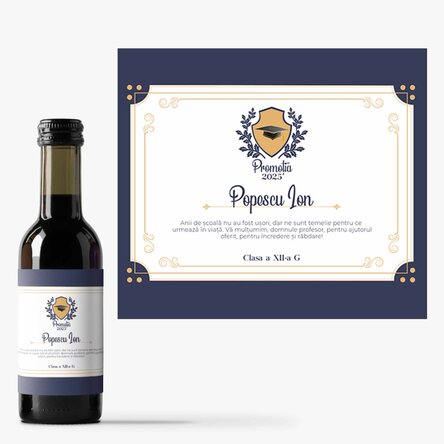 Mini sticluță de vin personalizată cu text - Apreciere pentru profesori
