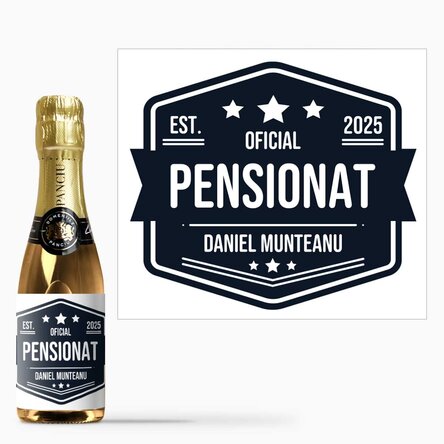 Mini sticluță de vin spumant personalizată cu text - Pensionat
