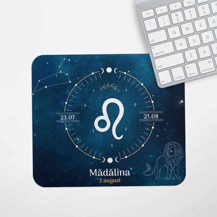 Mouse pad personalizat cu text - Zodia Leu