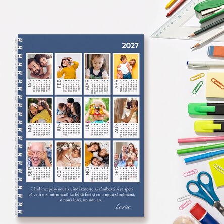Notebook personalizat cu 12 poze și text - Calendar