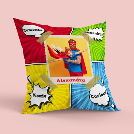 Pernă personalizată cu poză, format mare - Comics