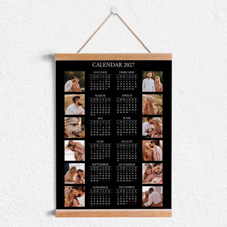 Poster calendar cu agățătoare personalizat cu 12 poze și text