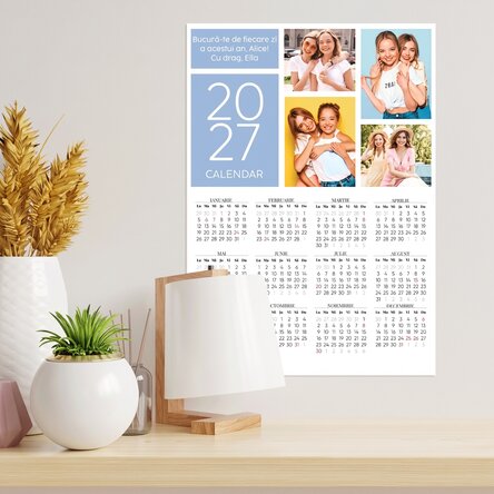 Poster calendar personalizat cu 4 poze și mesaj