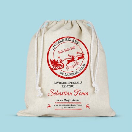 Săculeț mediu pentru cadouri personalizat cu nume - Livrare specială