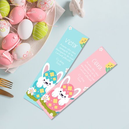 Semn de carte personalizat cu mesaj  - Iepuraș