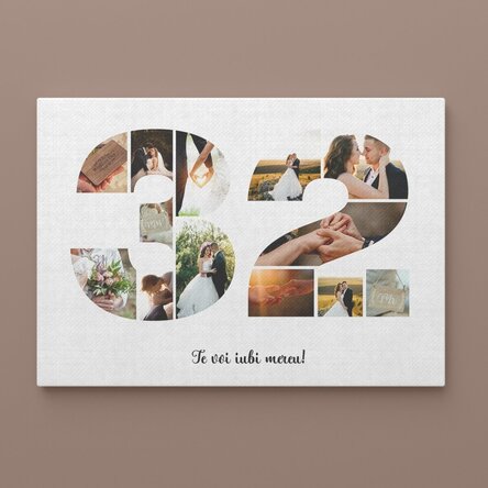 Tablou canvas landscape personalizat cu 13 poze model numărul 32 și mesaj text