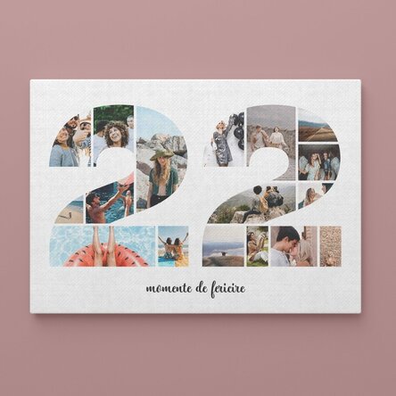Tablou canvas landscape personalizat cu 17 poze model numărul 22 și mesaj text