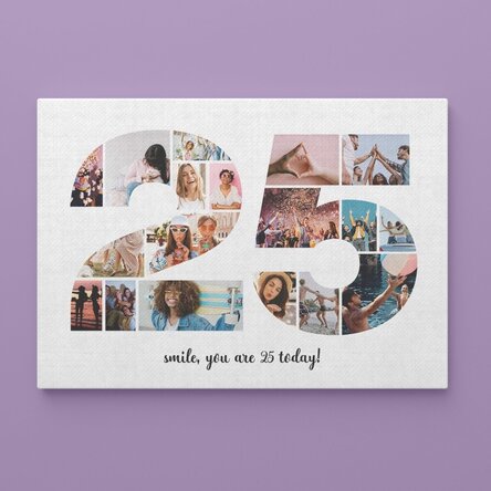 Tablou canvas landscape personalizat cu 18 poze model numărul 25 și mesaj text