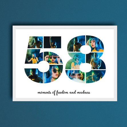 Tablou landscape personalizat cu 12 poze model numărul 58 și mesaj text