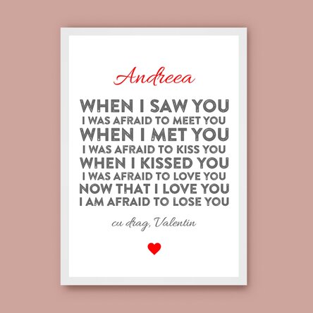 Tablou personalizat - declarație de dragoste