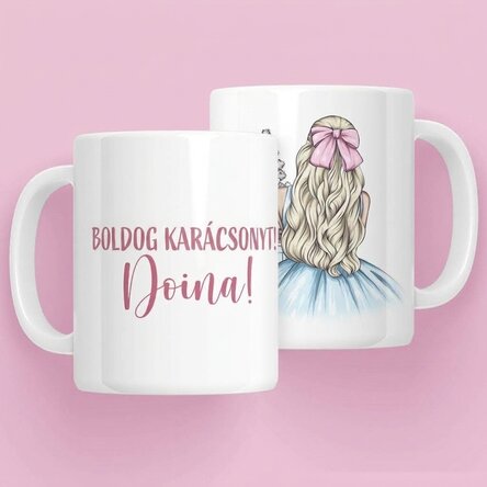 Személyre szabott bögre névvel - Karácsonyi hercegnő kék