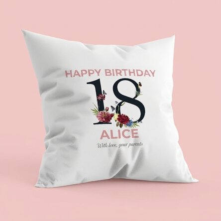 Personalised cushion with text - 18th birthday