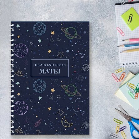 Personalised notebook with text for children - Space