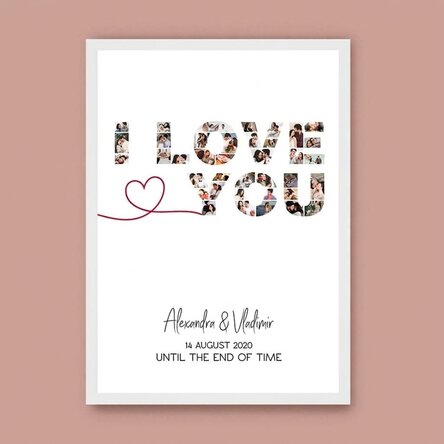 Personalised canvas with 39 photos and text - I love you