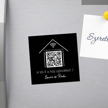 Személyre szabott 10x10-es mágnes szöveggel és QR-kóddal – Szkennelje be a Wifi-hez