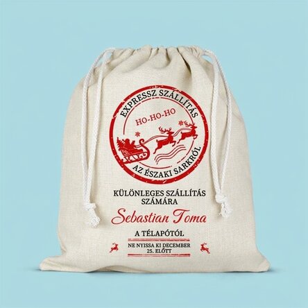 Közepes méretű, névvel személyre szabott ajándékzsák - Különleges szállítás