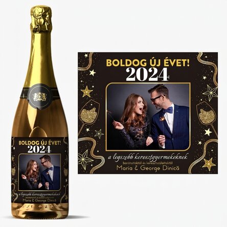 Személyre szabott pezsgő szöveggel és fotóval - Boldog születésnapot! 2024