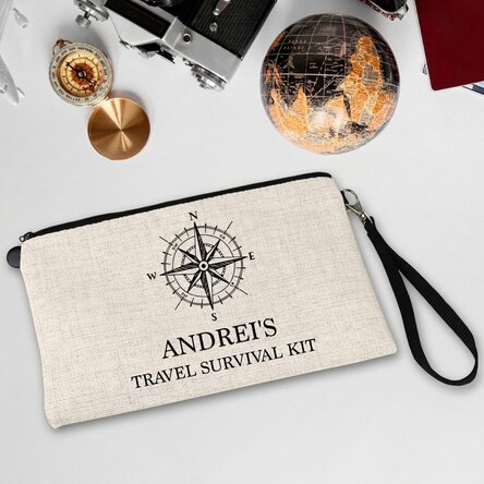 Personalised men's accessory kit with text - Travel survival kit
