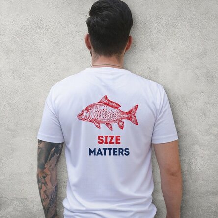 Personalised sports T-shirt with text on the back - Size matters