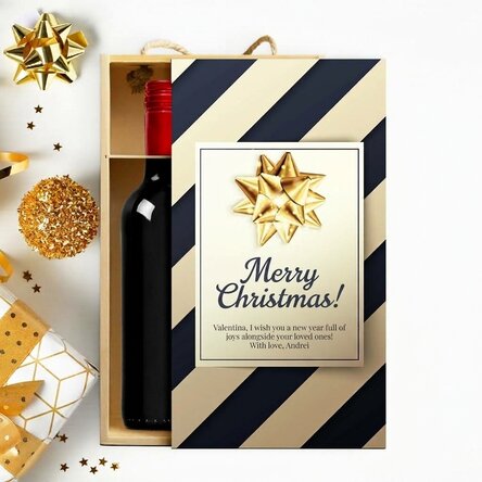 Wine box for 2 bottles personalised with a message - Premium holiday gift