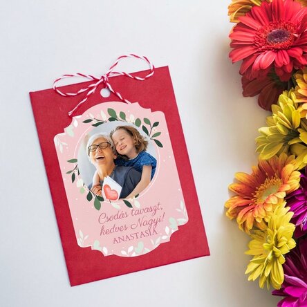 Személyre szabott, elültethető Martisor fotóval és üzenettel a nagymamának