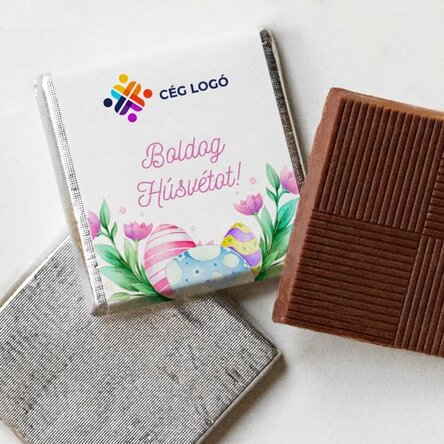 Személyre szabott mini csokoládé logóval és üzenettel – Boldog húsvétot!