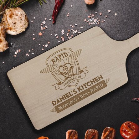 Customised FC Rapid chopping board - Eat, drink, Rapid.