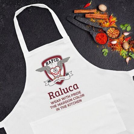 FC Rapid apron customised with name and text