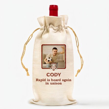 Personalised bag for FC Rapid wine bottle - Photo and message
