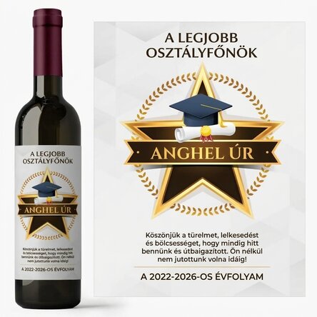 Személyre szabott bor, hálát kifejező üzenettel a tanároknak