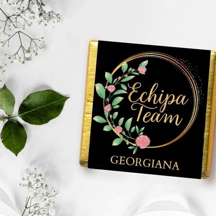 Personalised mini chocolate favour with message - Floral