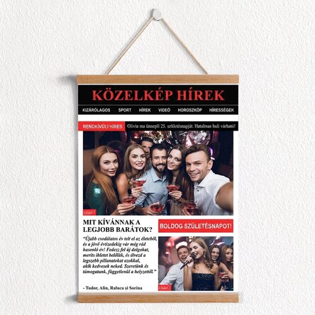 Személyre szabott poszter akasztókkal, fotókkal és szöveggel - Breaking News
