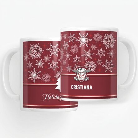 FC Rapid mug personalised with text - Snowflakes