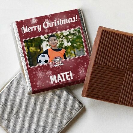 FC Rapid mini chocolate bar personalised with photo and text - Snowflakes